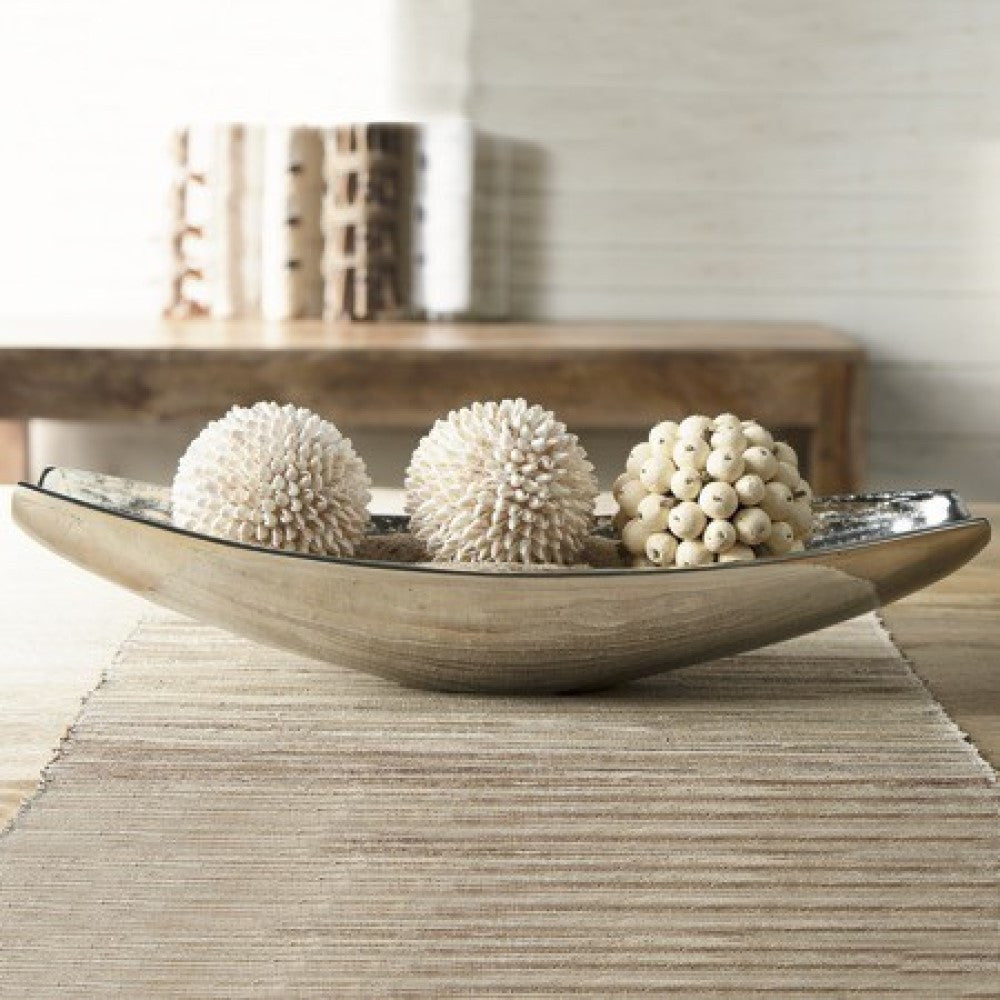 HomeRoots Silver Boat Shaped Modern Bowl