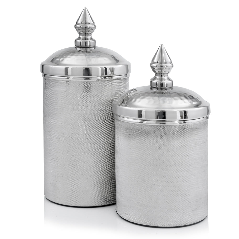 HomeRoots Silver Canisters in Set of Two