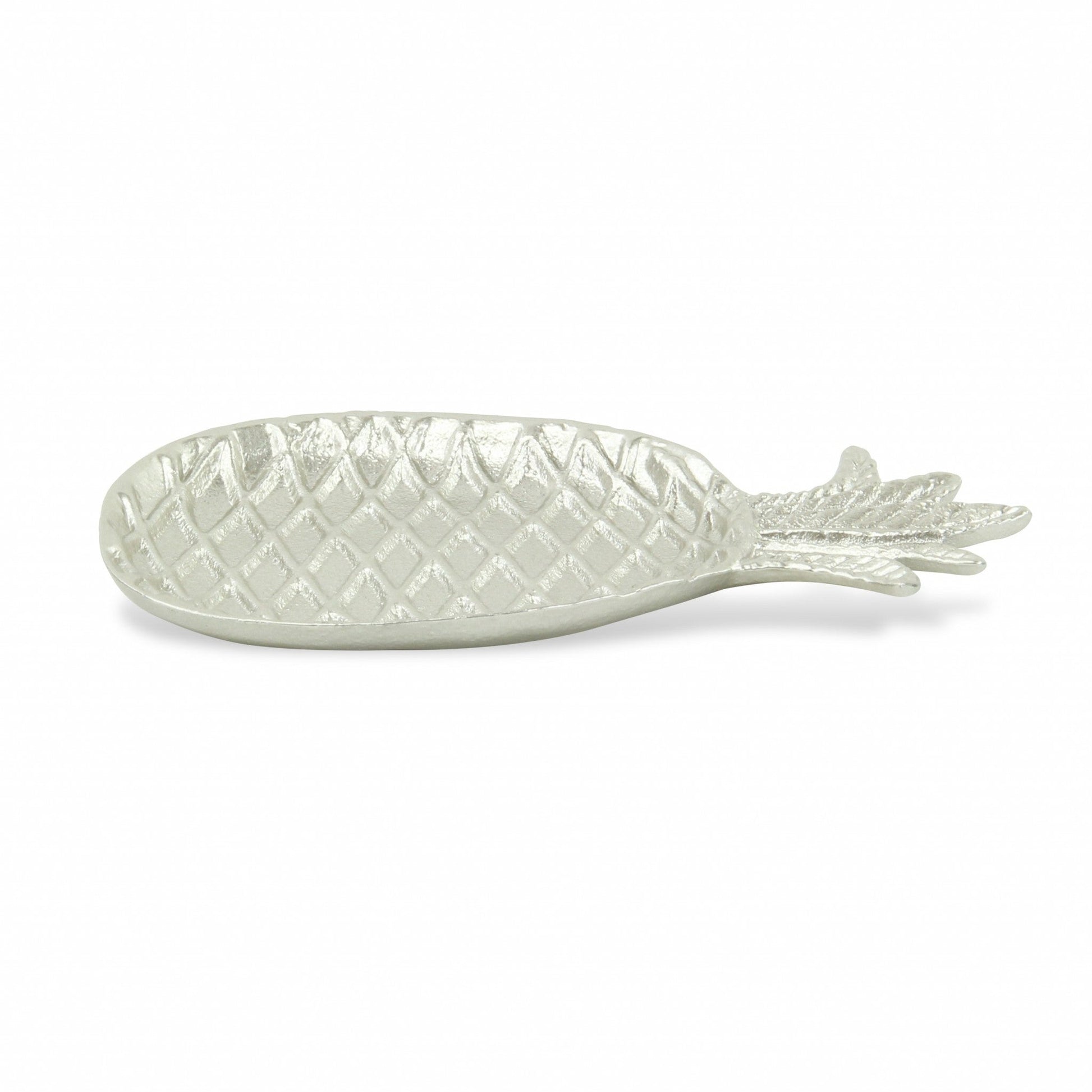 HomeRoots Silver Cast Iron Pineapple Centerpiece Shallow Bowl