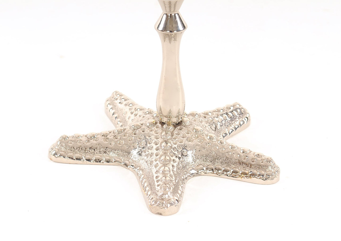 HomeRoots Silver Finish Star Fish Taper Candle Holder