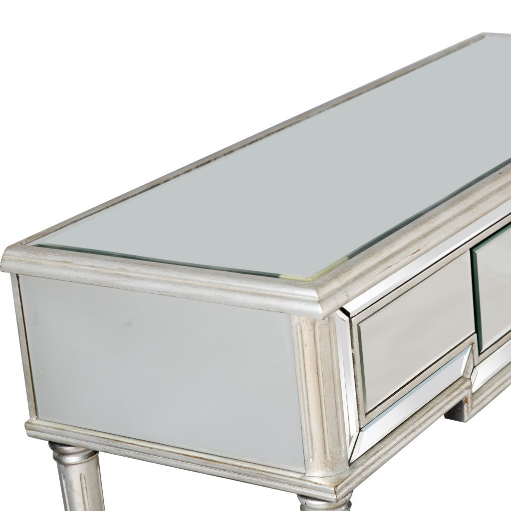 HomeRoots Silver Leaf Console Table With Antiqued Finish