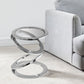 HomeRoots Silver Rings With Metal Frame and Glass Top Accent Table