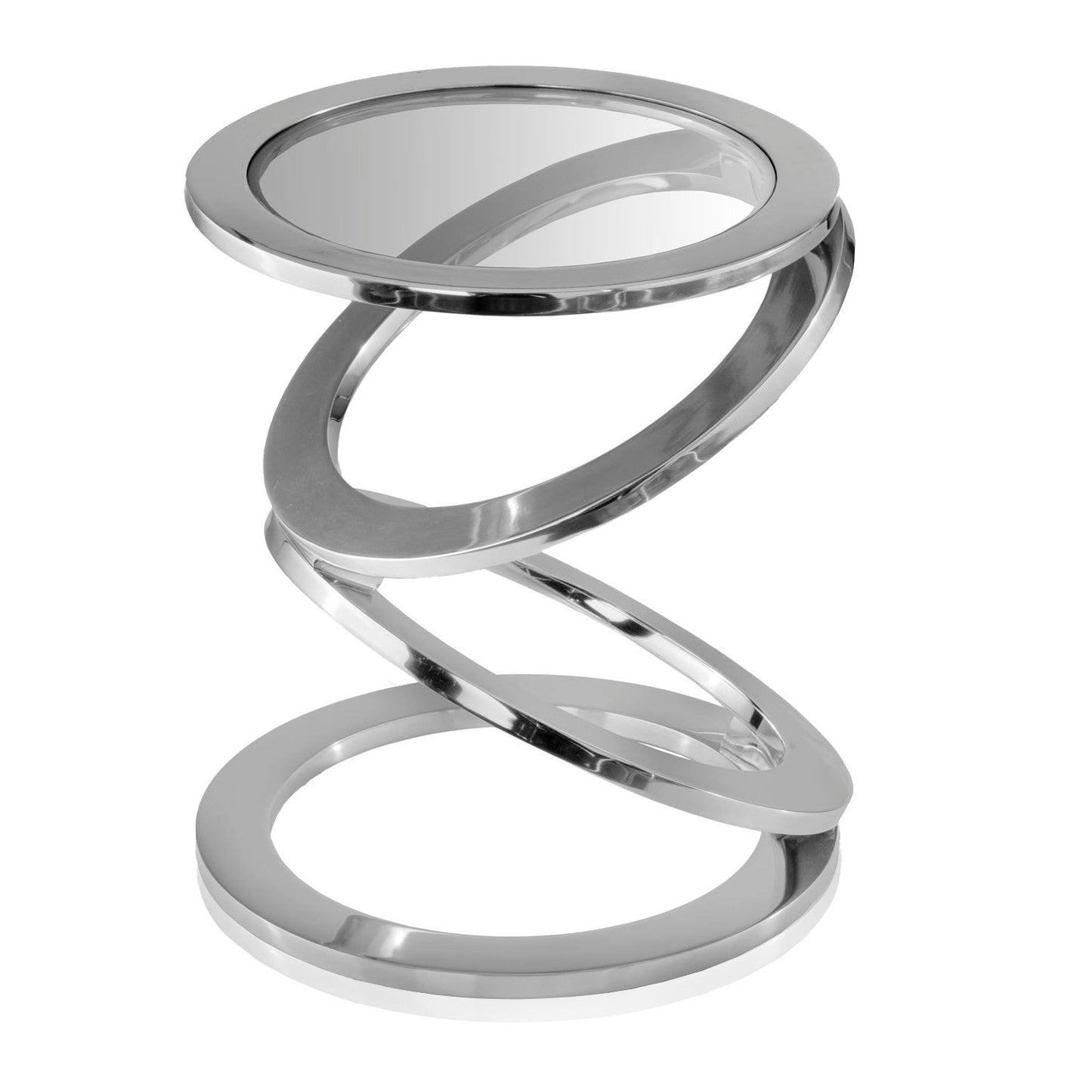 HomeRoots Silver Rings With Metal Frame and Glass Top Accent Table