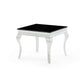 HomeRoots Silver Tone Black Glass Top End Table