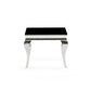 HomeRoots Silver Tone Black Glass Top End Table