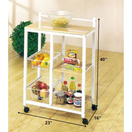 HomeRoots Sitara Kitchen Cart In White And Natural Finish