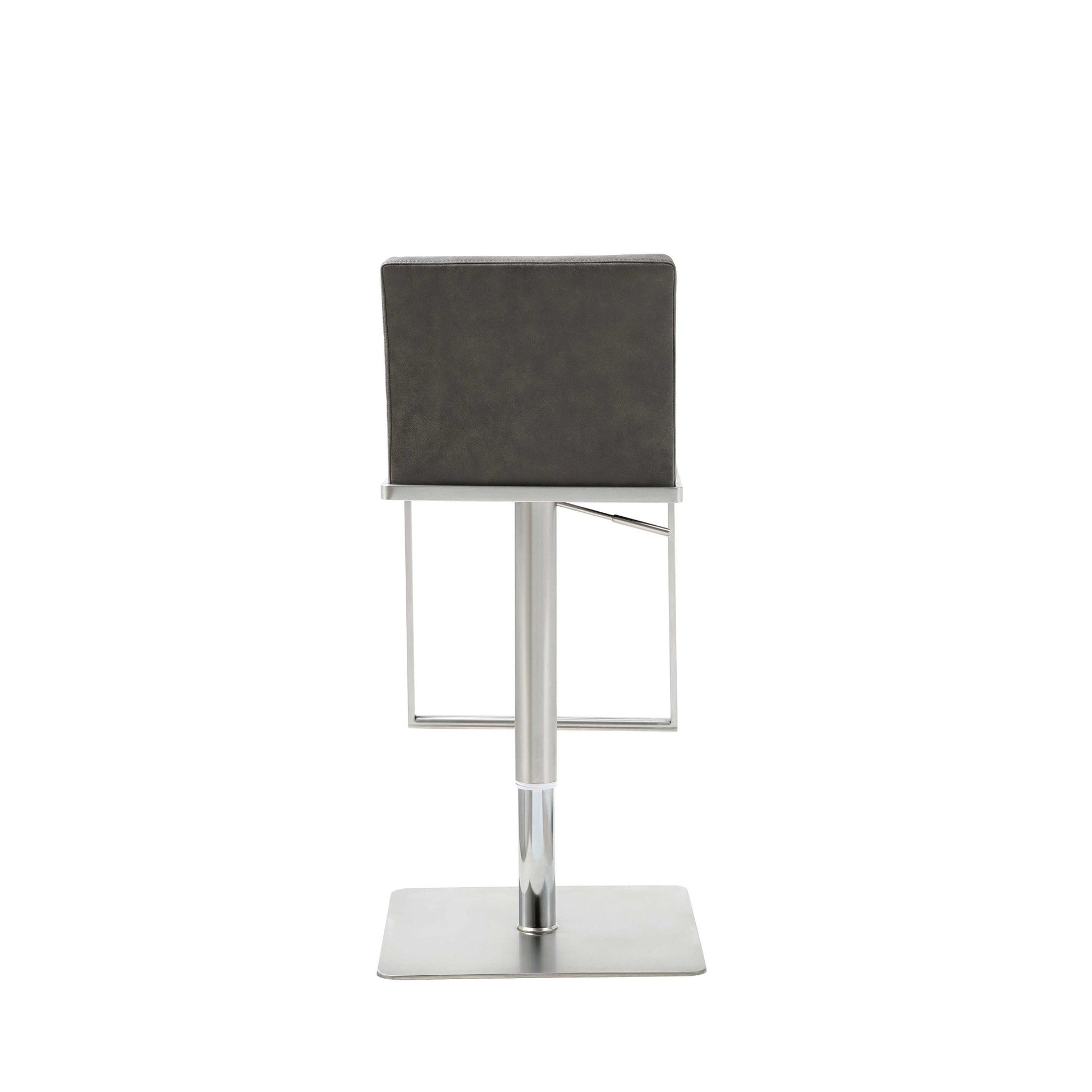 HomeRoots Sleek Dark Gray Faux Leather Adjustable Bar Stool