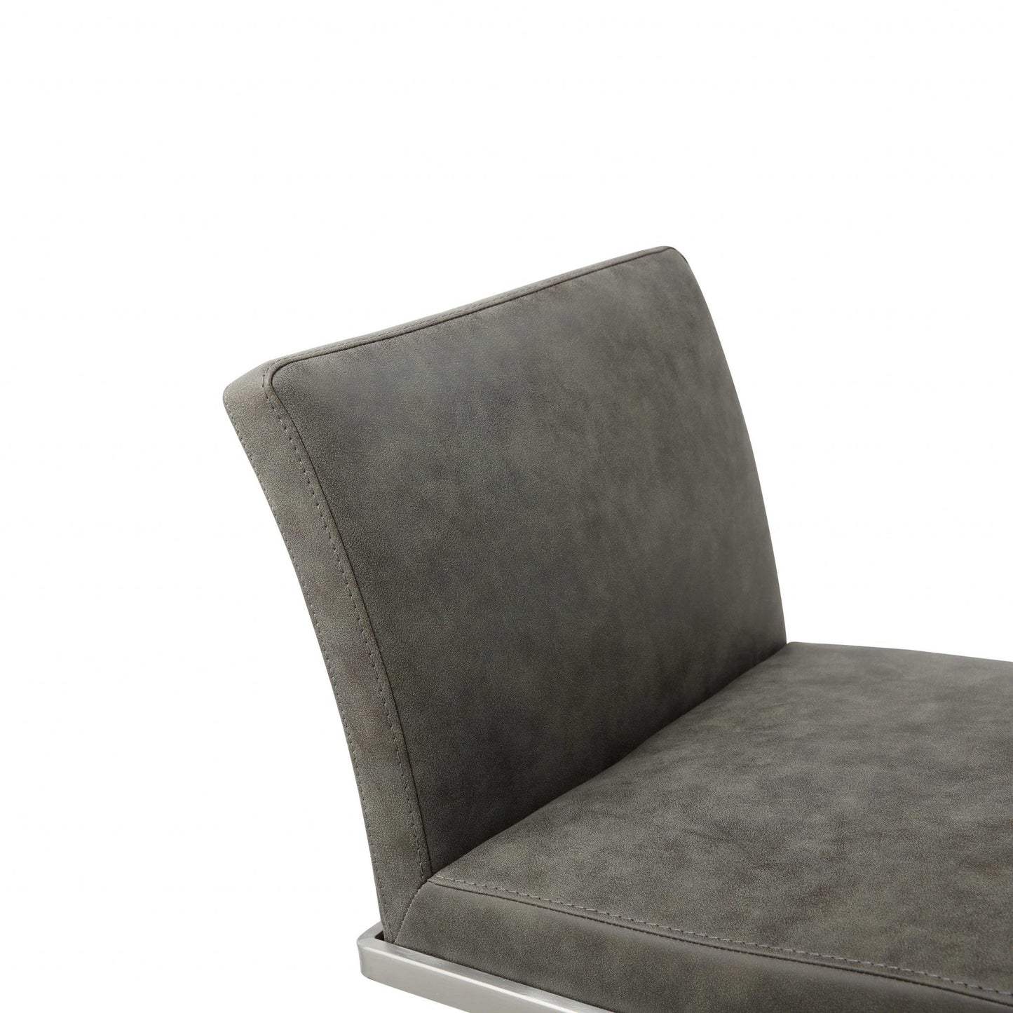 HomeRoots Sleek Dark Gray Faux Leather Adjustable Bar Stool