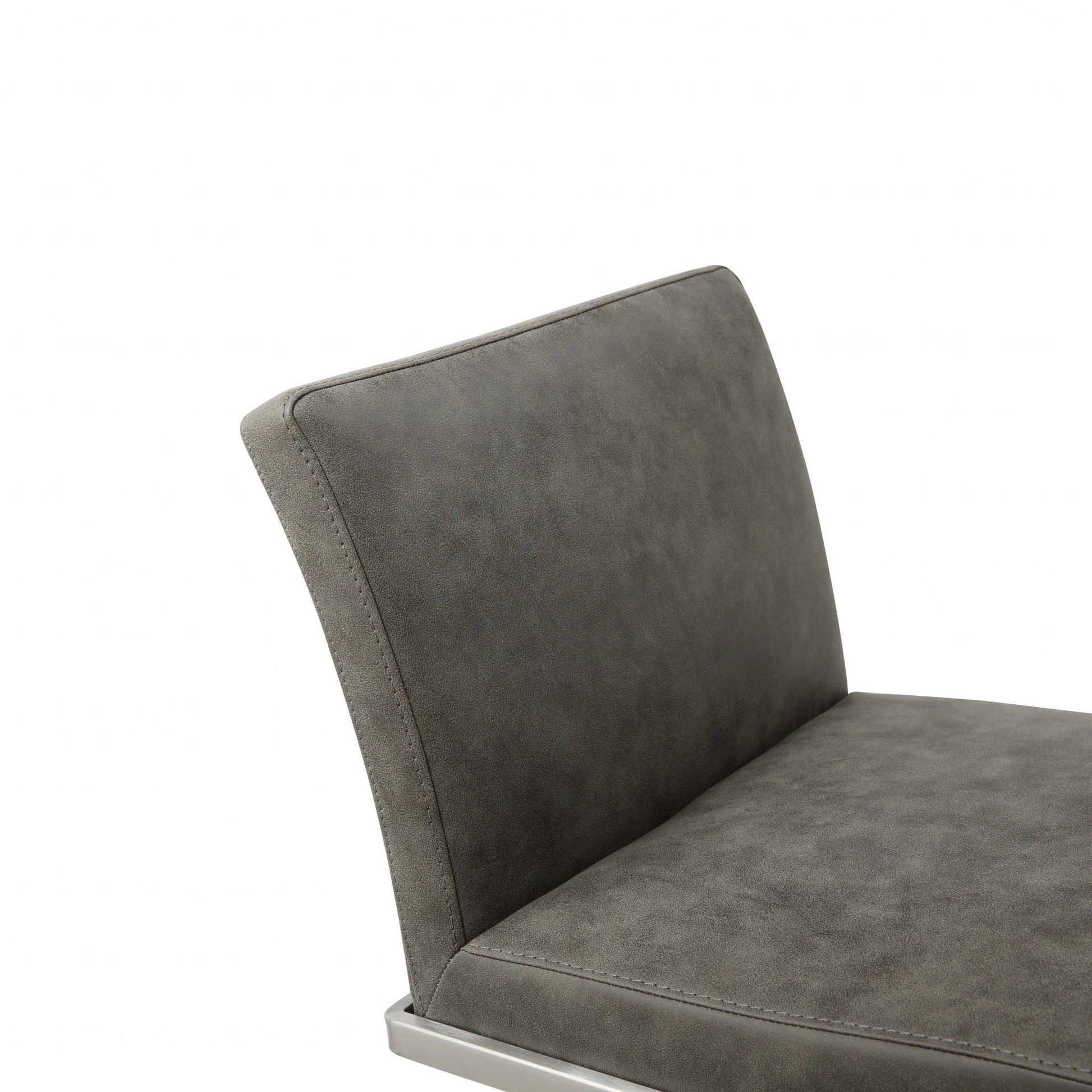 HomeRoots Sleek Dark Gray Faux Leather Adjustable Bar Stool