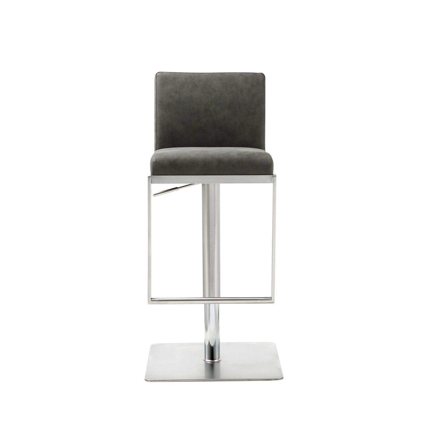 HomeRoots Sleek Dark Gray Faux Leather Adjustable Bar Stool