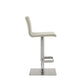 HomeRoots Sleek Light Gray Faux Leather Adjustable Bar Stool