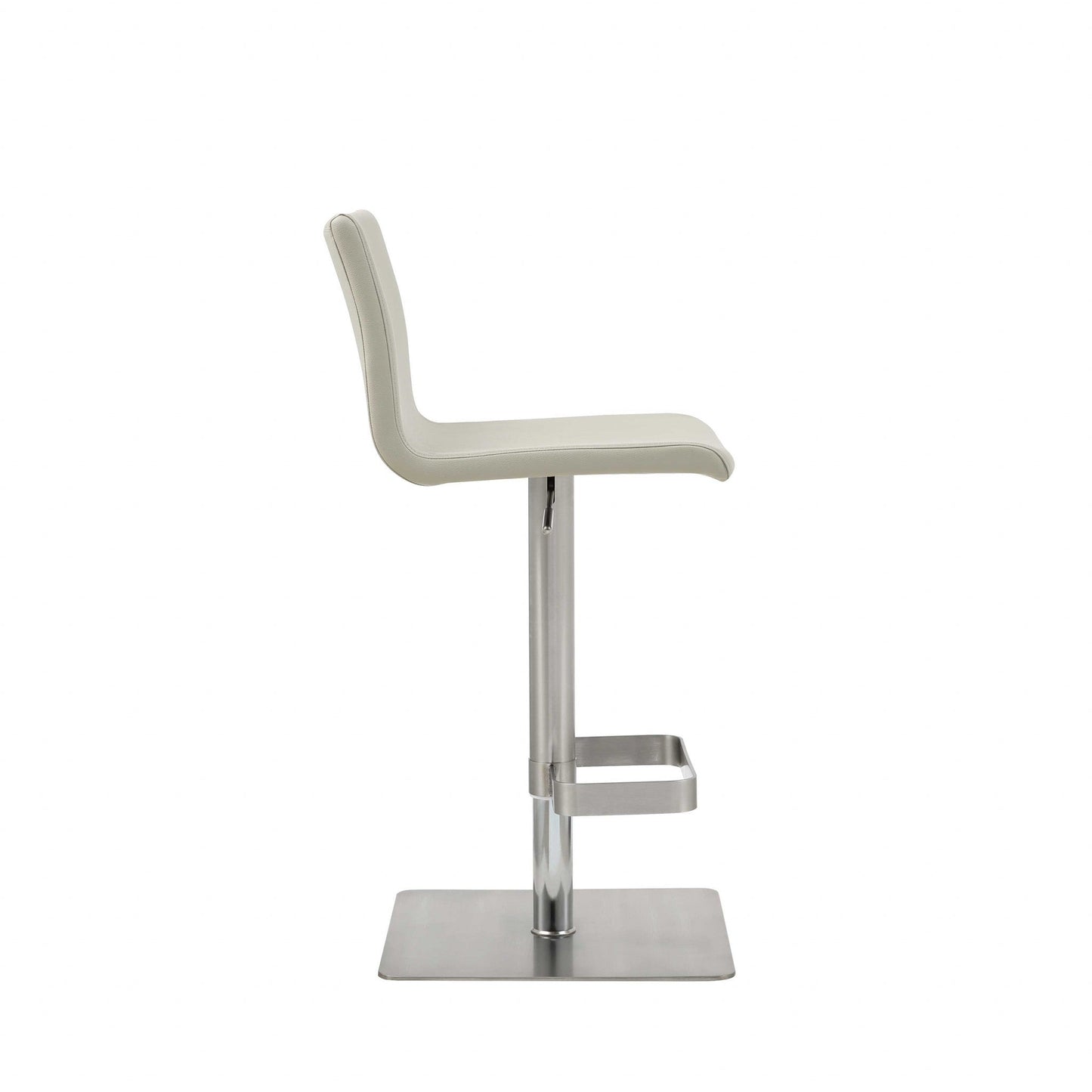 HomeRoots Sleek Light Gray Faux Leather Adjustable Bar Stool