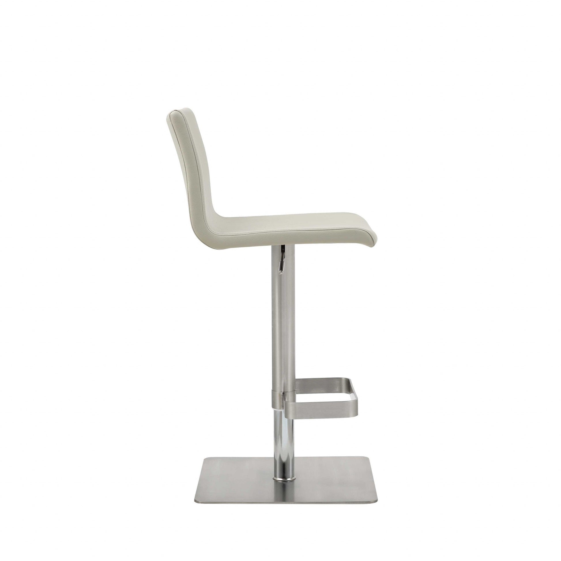 HomeRoots Sleek Light Gray Faux Leather Adjustable Bar Stool