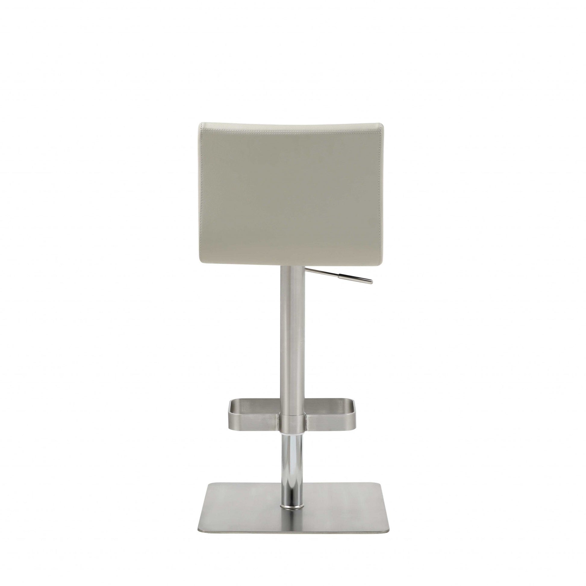 HomeRoots Sleek Light Gray Faux Leather Adjustable Bar Stool