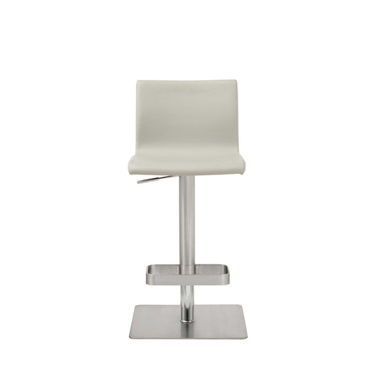 HomeRoots Sleek Light Gray Faux Leather Adjustable Bar Stool