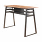 HomeRoots Sleek Natural Finish Rectanglular Top Bar Table With Gunmetal Finish