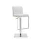 HomeRoots Sleek White Faux Leather Adjustable Bar Stool