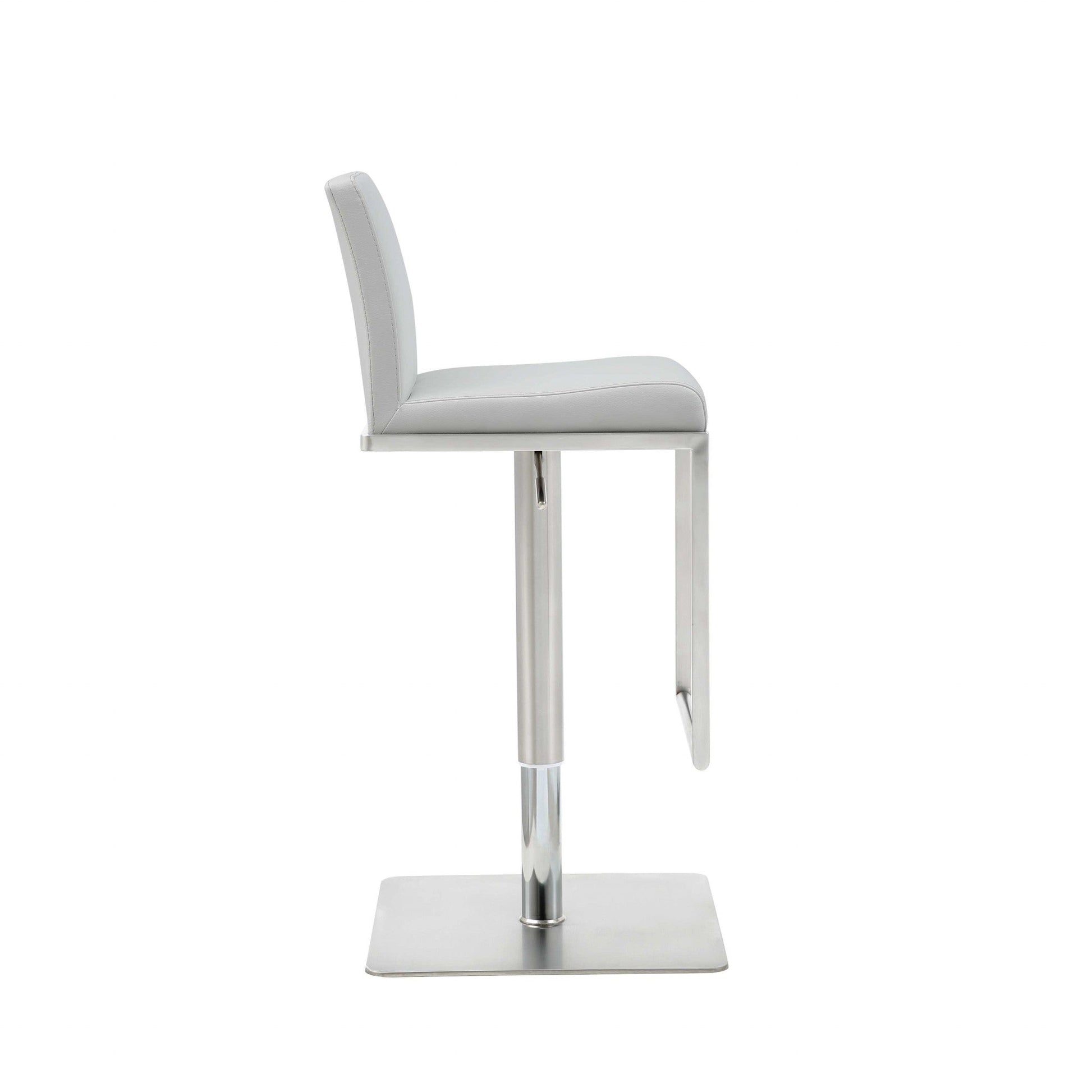 HomeRoots Sleek White Faux Leather Adjustable Bar Stool