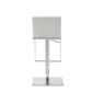 HomeRoots Sleek White Faux Leather Adjustable Bar Stool