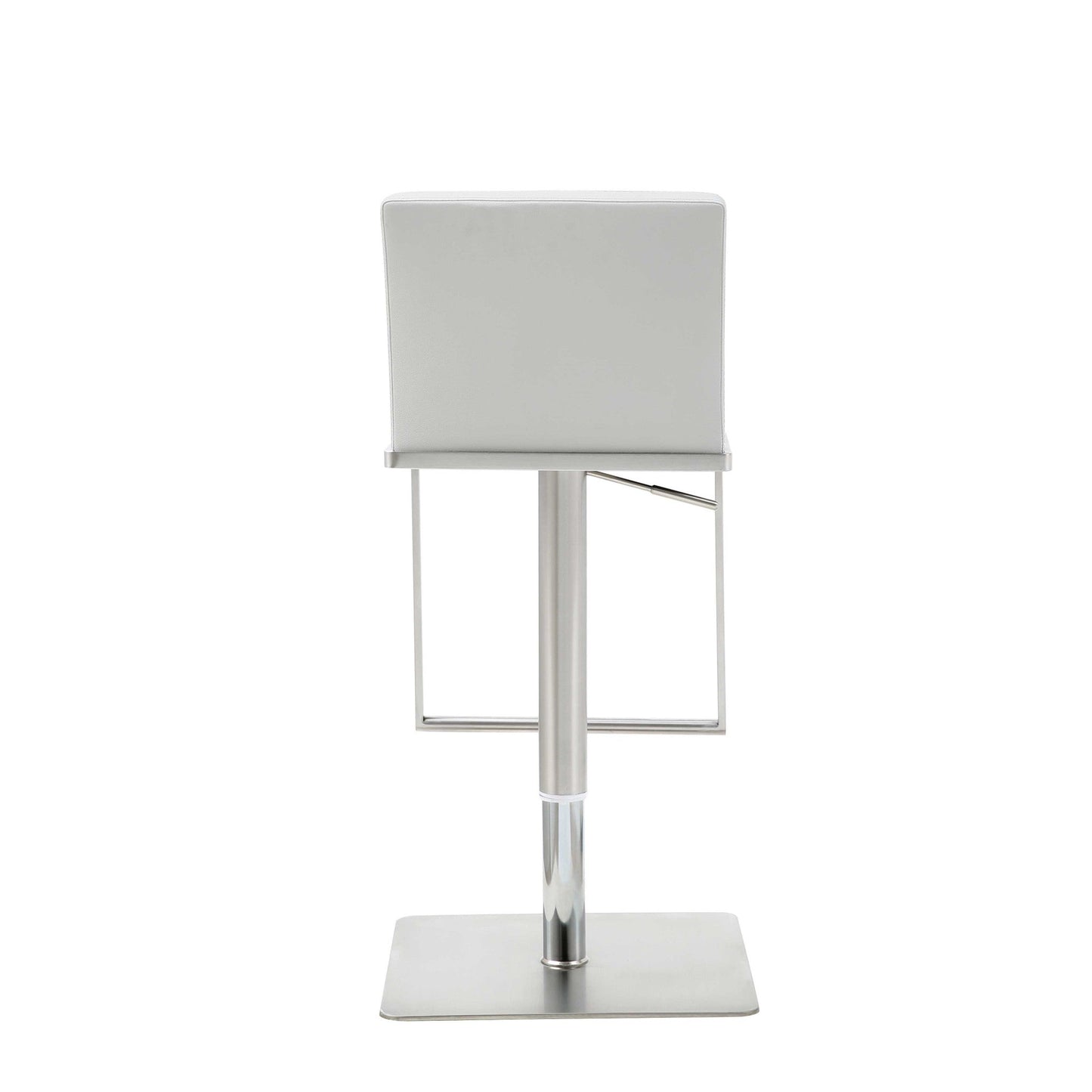 HomeRoots Sleek White Faux Leather Adjustable Bar Stool