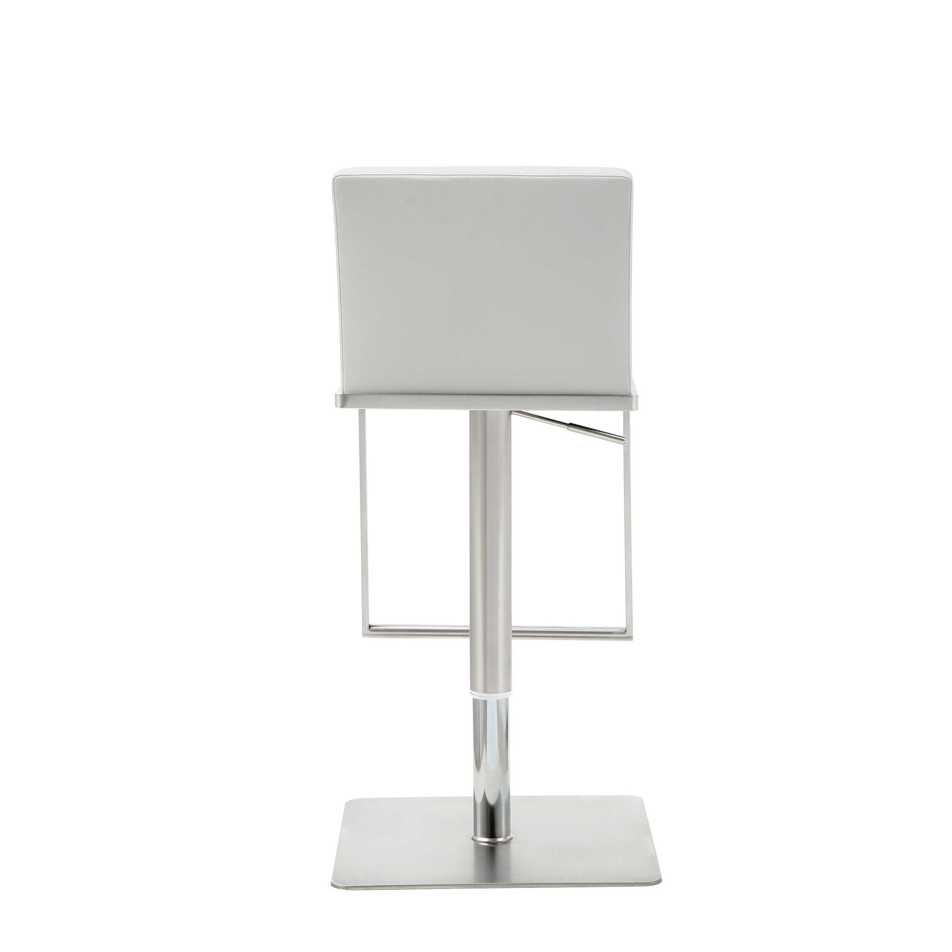 HomeRoots Sleek White Faux Leather Adjustable Bar Stool
