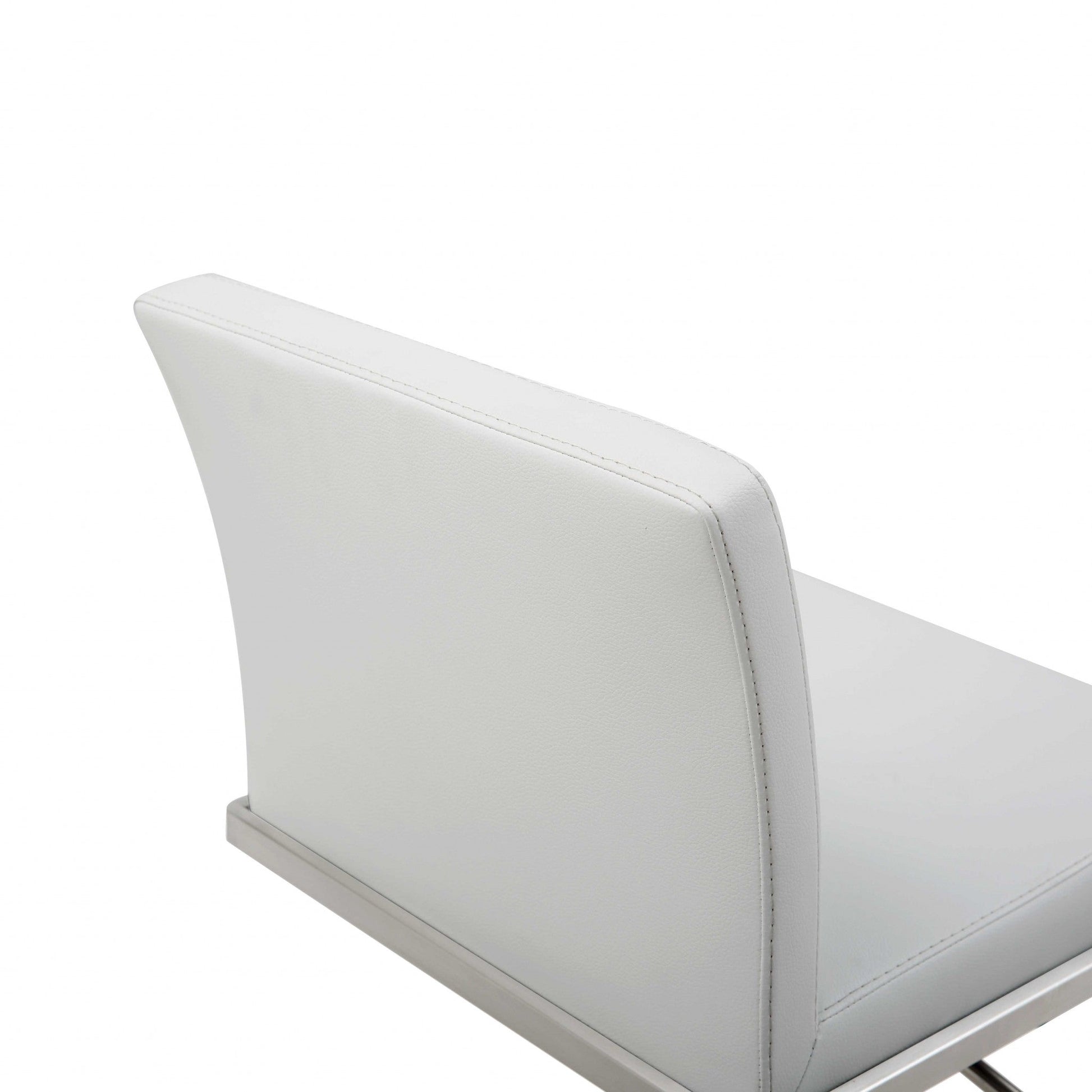 HomeRoots Sleek White Faux Leather Adjustable Bar Stool