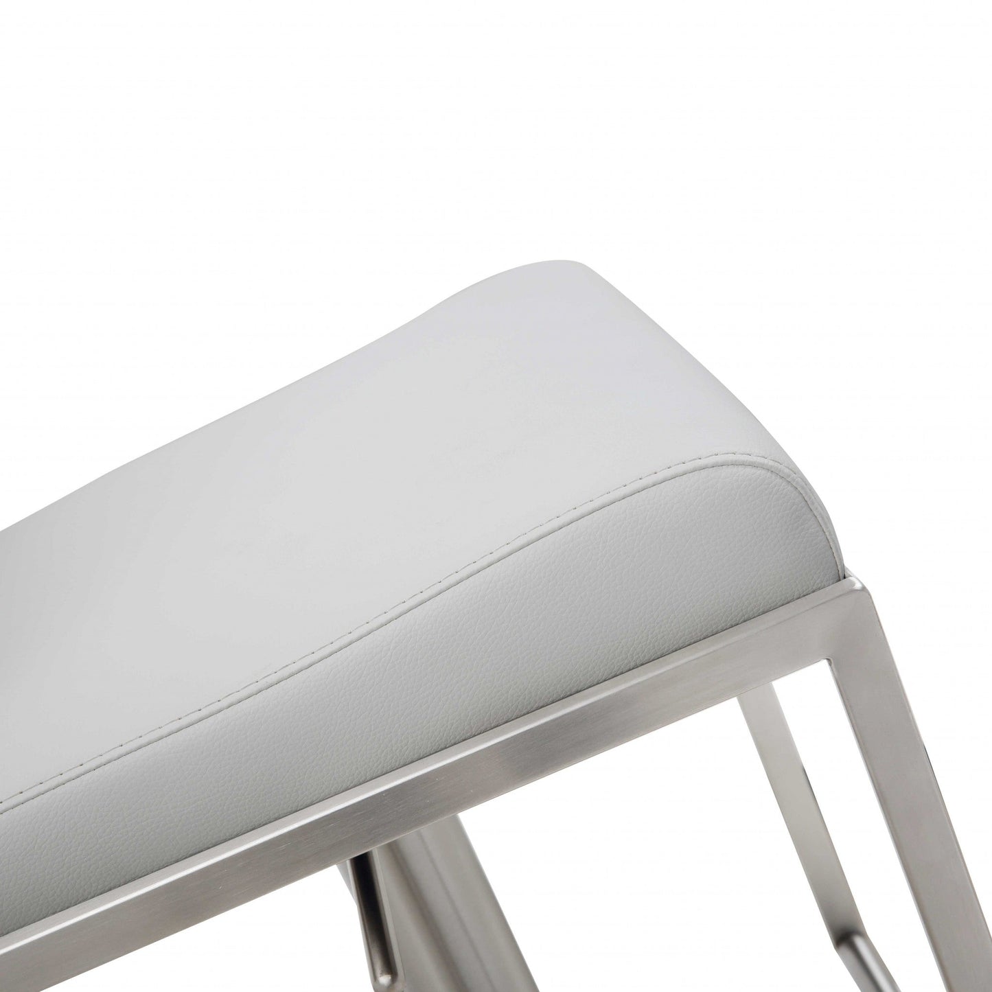 HomeRoots Sleek White Faux Leather Adjustable Bar Stool