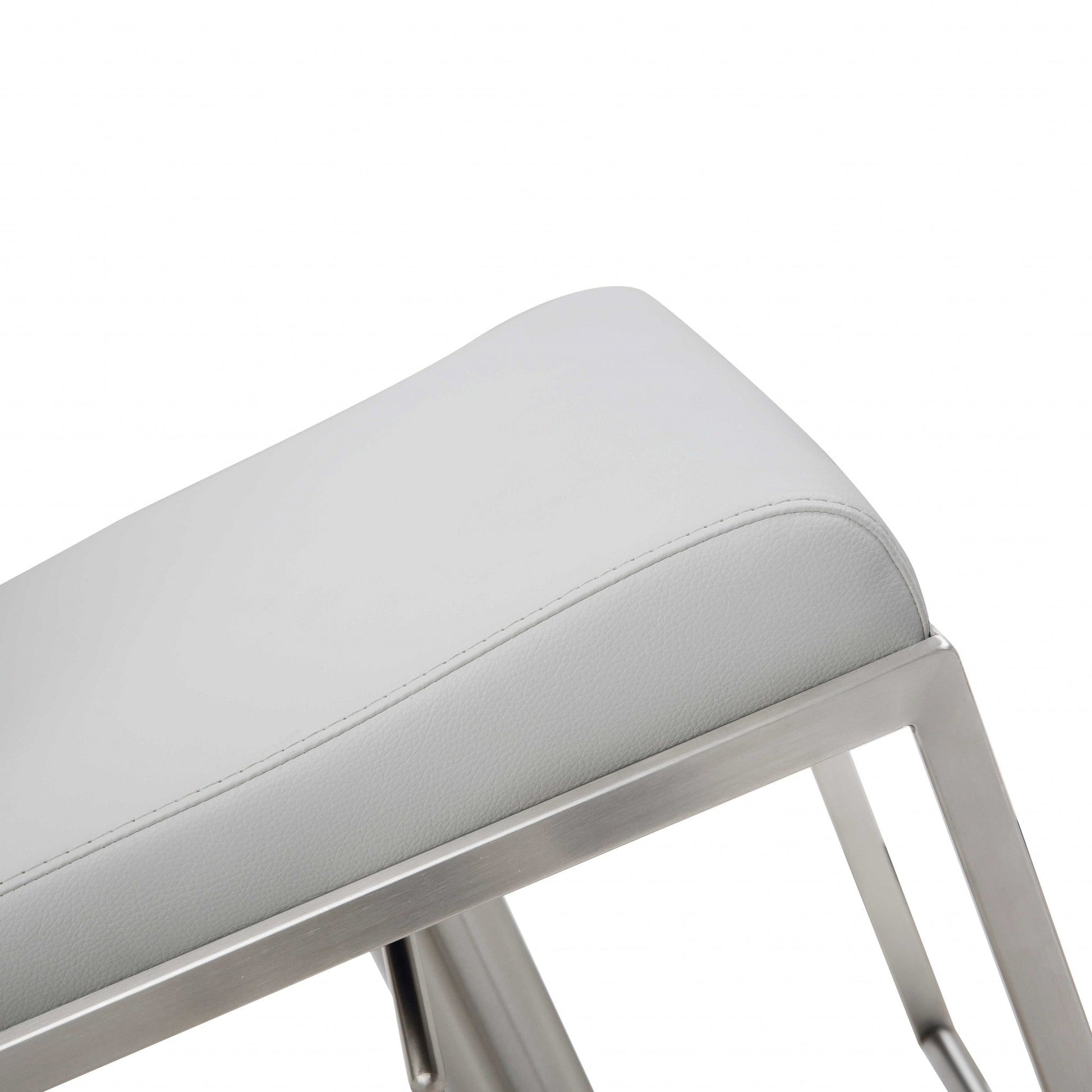 HomeRoots Sleek White Faux Leather Adjustable Bar Stool