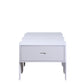 HomeRoots Sleek White Rectangular Convertible Coffee Table