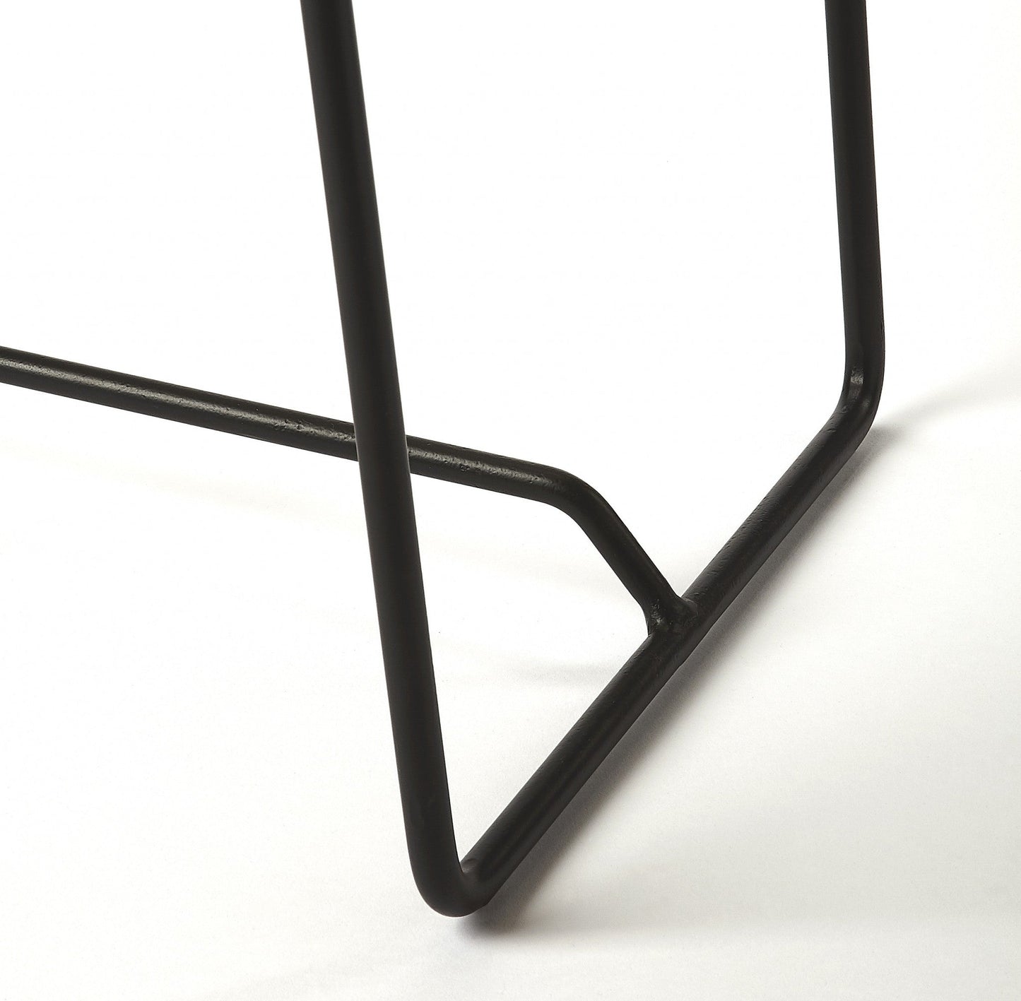 HomeRoots Sleek Wood And Black Metal Counter Stool