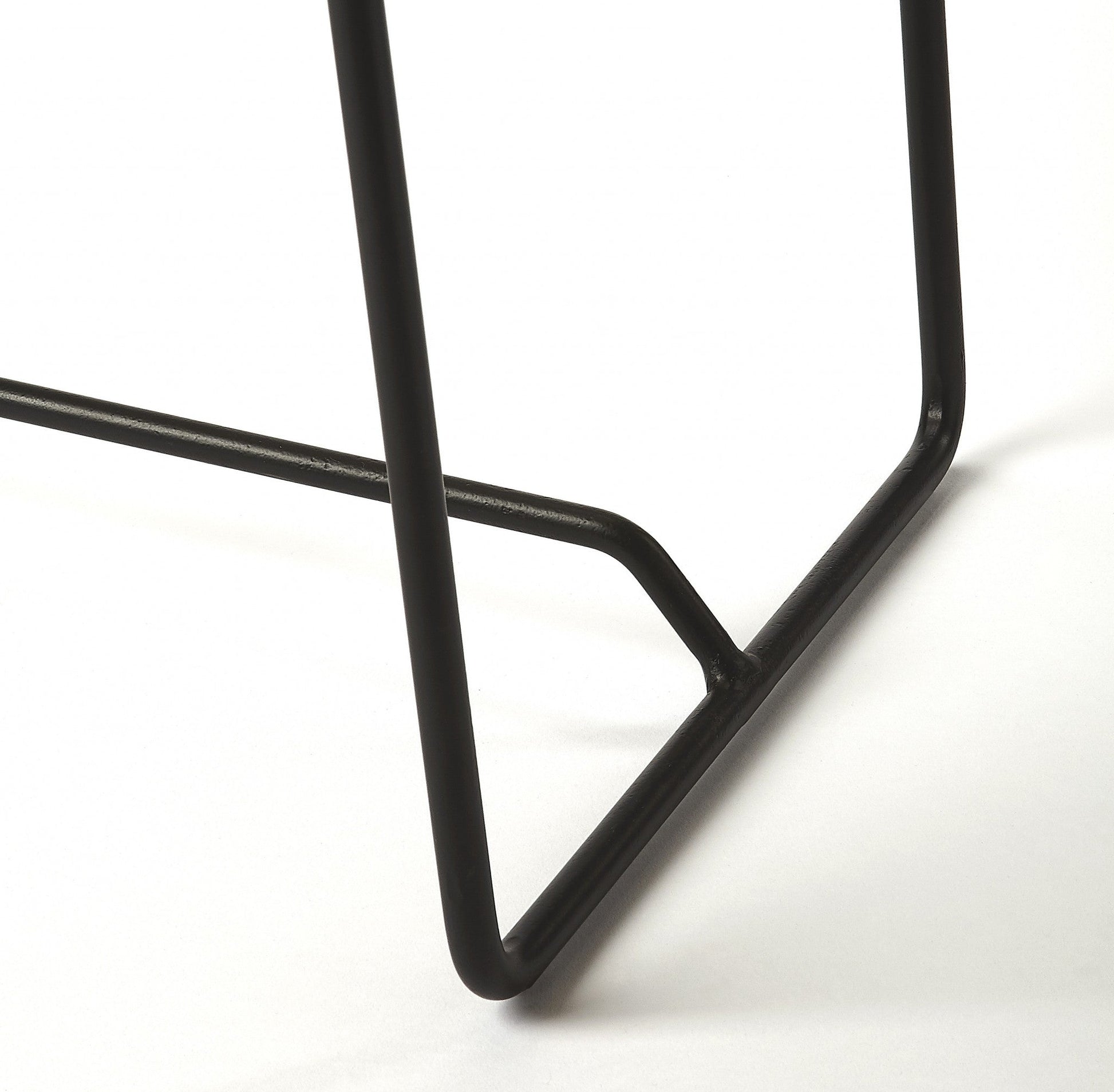 HomeRoots Sleek Wood And Black Metal Counter Stool