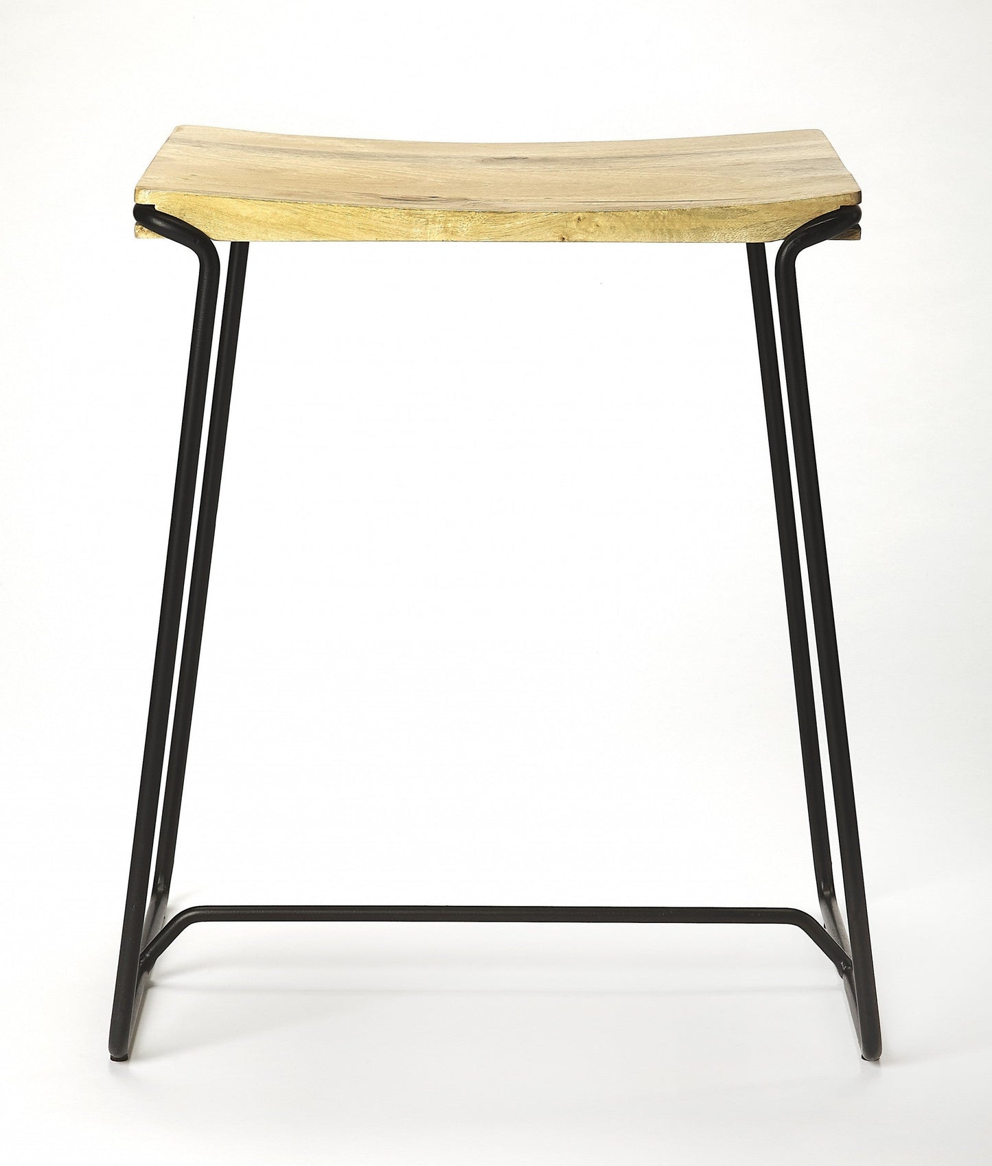 HomeRoots Sleek Wood And Black Metal Counter Stool