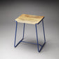 HomeRoots Sleek Wood And Blue Metal Counter Stool