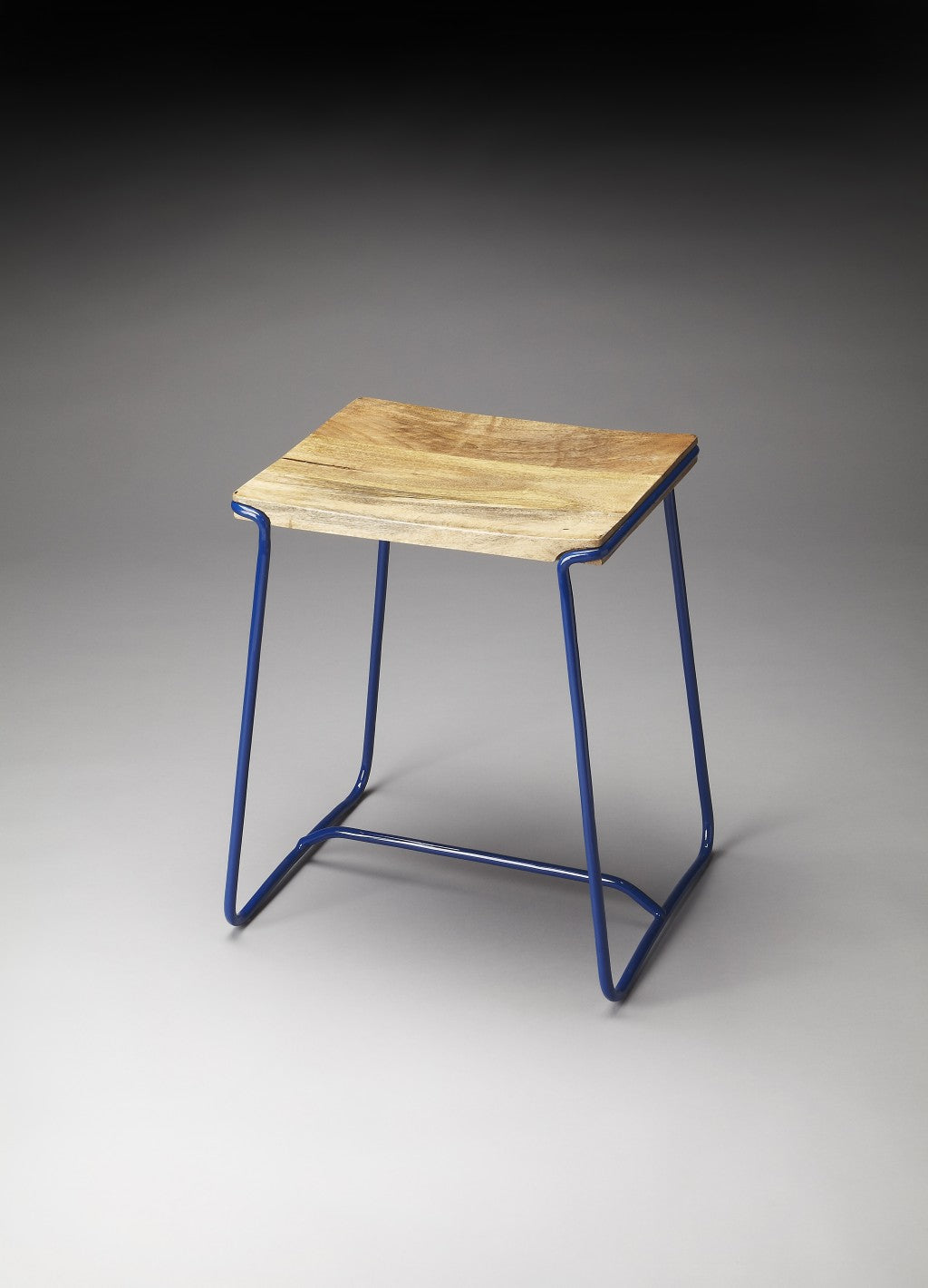 HomeRoots Sleek Wood And Blue Metal Counter Stool