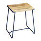 HomeRoots Sleek Wood And Blue Metal Counter Stool