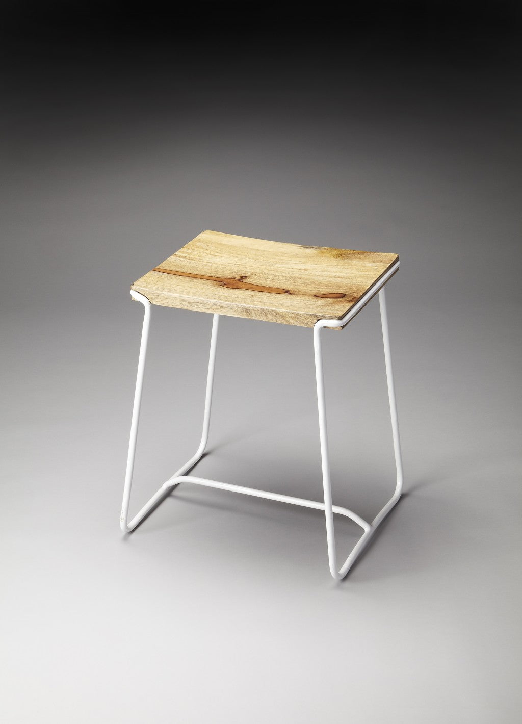 HomeRoots Sleek Wood And White Metal Counter Stool