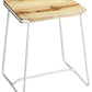 HomeRoots Sleek Wood And White Metal Counter Stool
