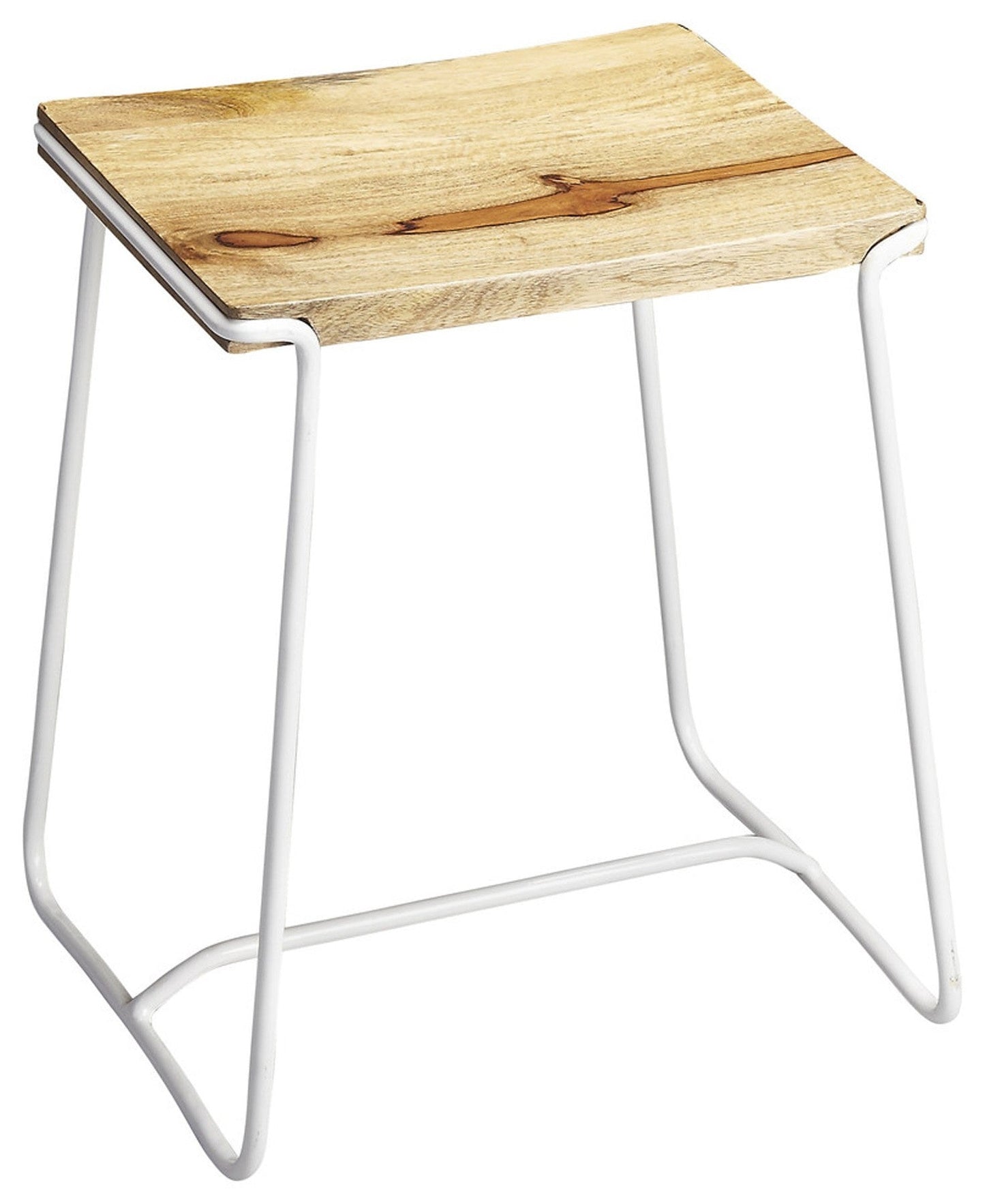 HomeRoots Sleek Wood And White Metal Counter Stool