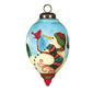 HomeRoots Snowman and Red Cardinal Hand Painted Mouth Blown Glass Ornament