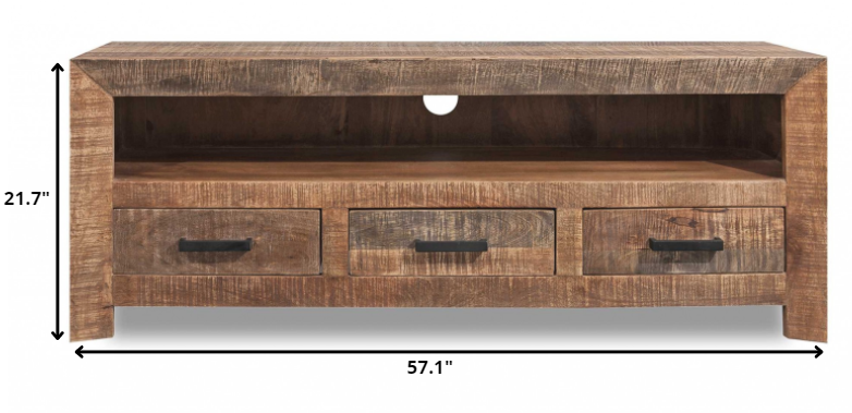 HomeRoots Solid Wood 3 Drawer TV Stand and Media Console