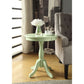 HomeRoots Solid Wooden Pedestal Side Table in Light Green Finish