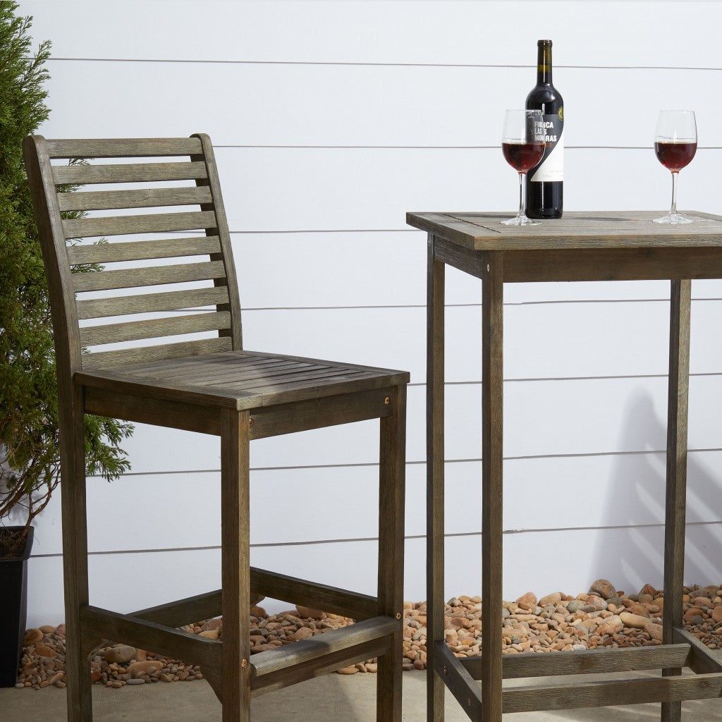 HomeRoots Square Bar Table With Distressed Grey Finish