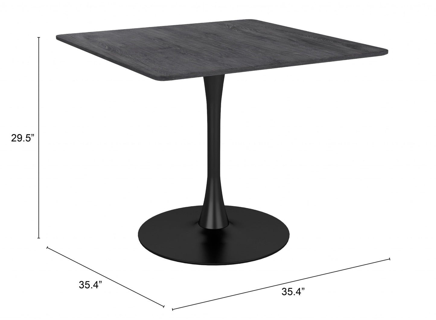 HomeRoots Square Black Pedestal Dining Table