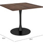 HomeRoots Square Brown And Black Pedestal Dining Table
