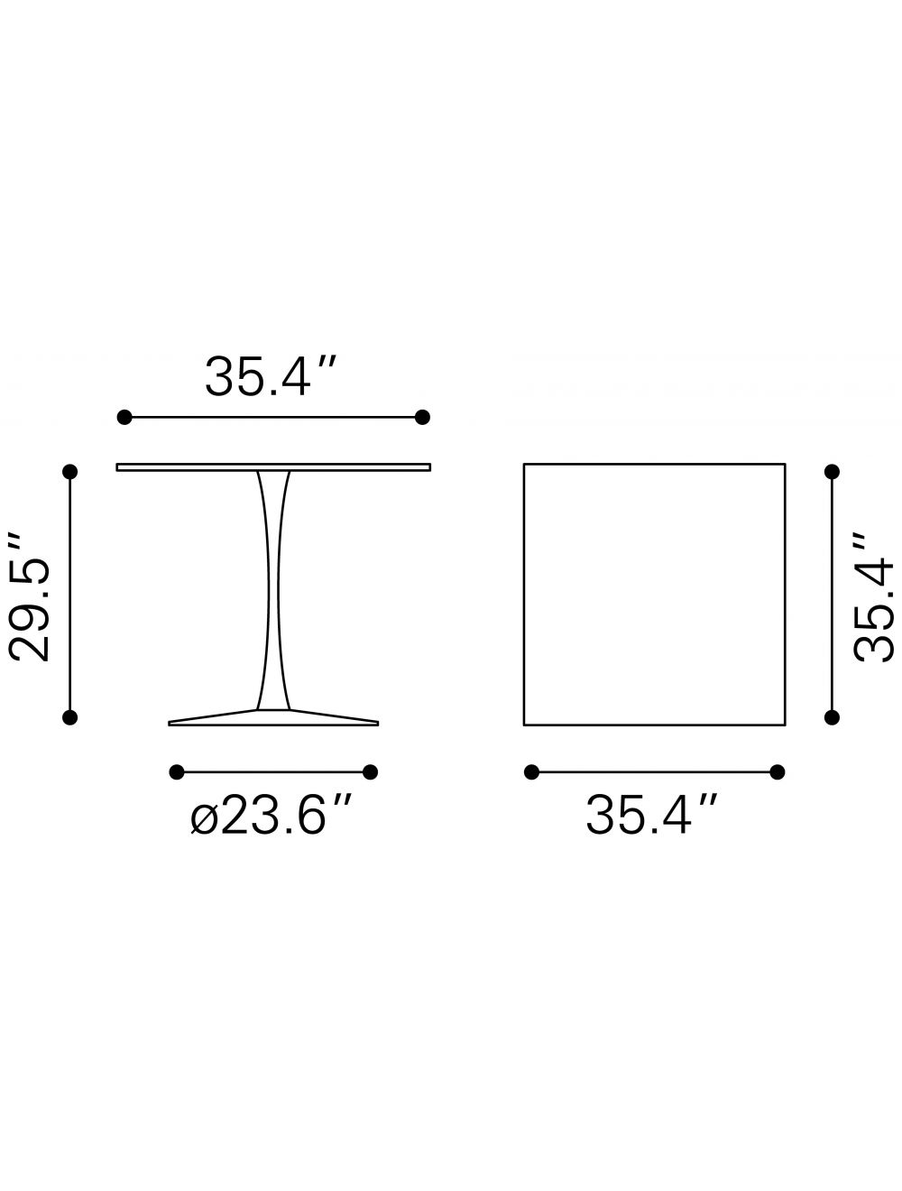 HomeRoots Square Brown And Black Pedestal Dining Table