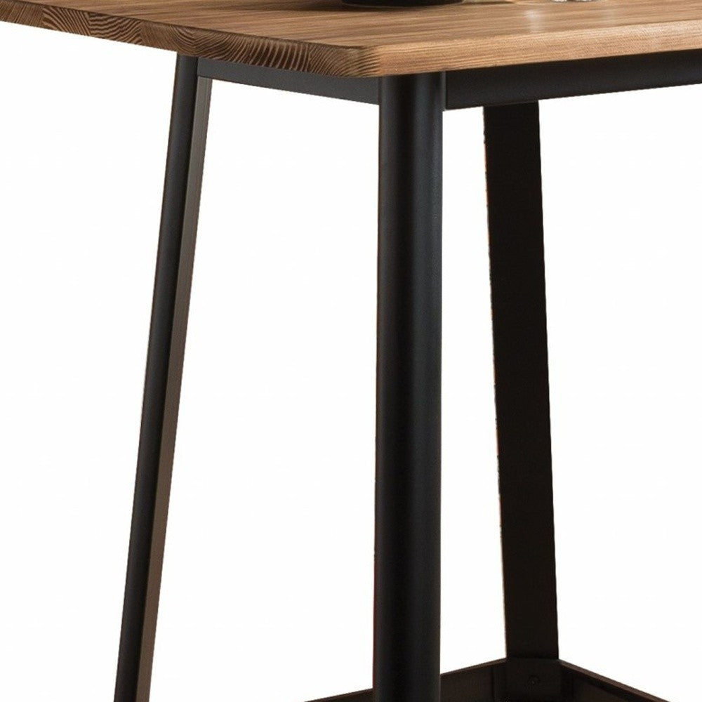 HomeRoots Square High Top Bar Table With Natural And Black Finish