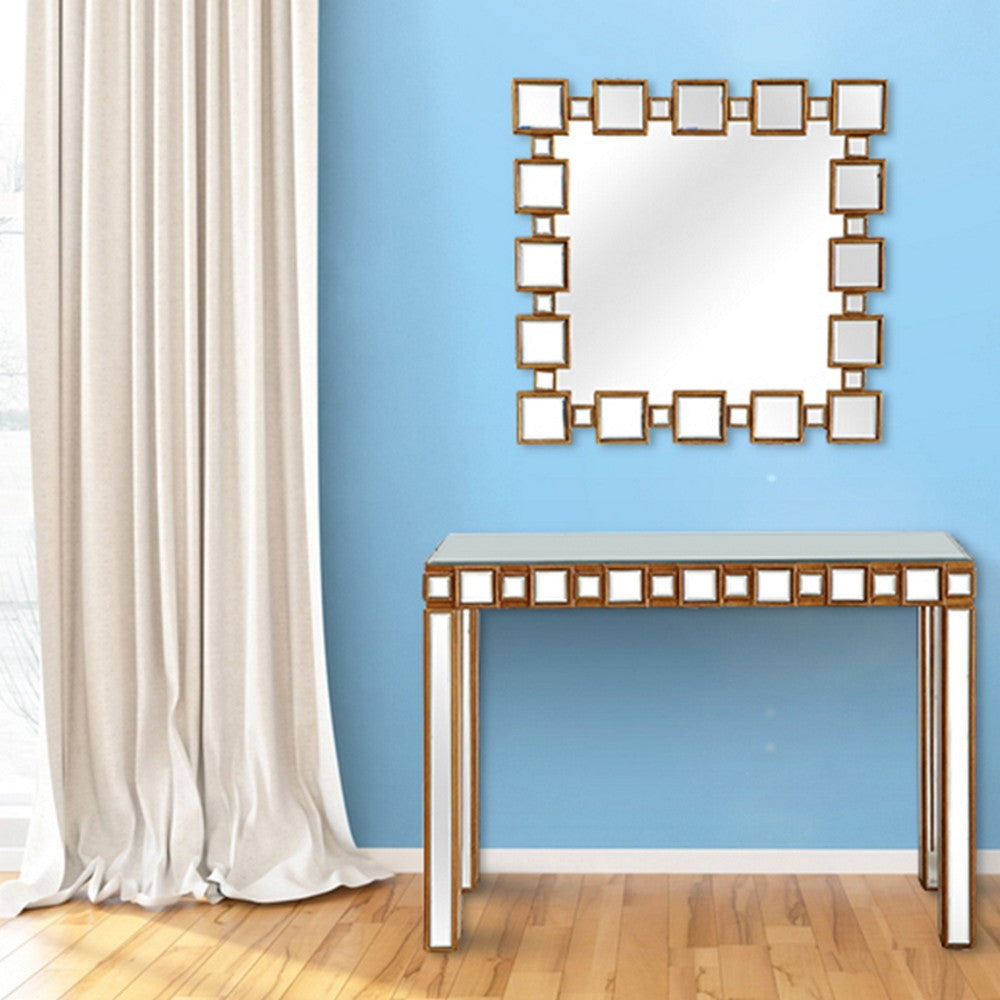 HomeRoots Square Reflective Mirror and Console Table
