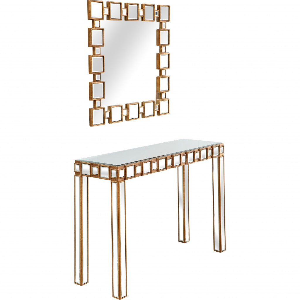 HomeRoots Square Reflective Mirror and Console Table