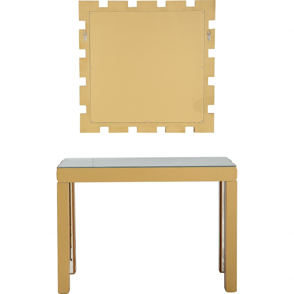 HomeRoots Square Reflective Mirror and Console Table