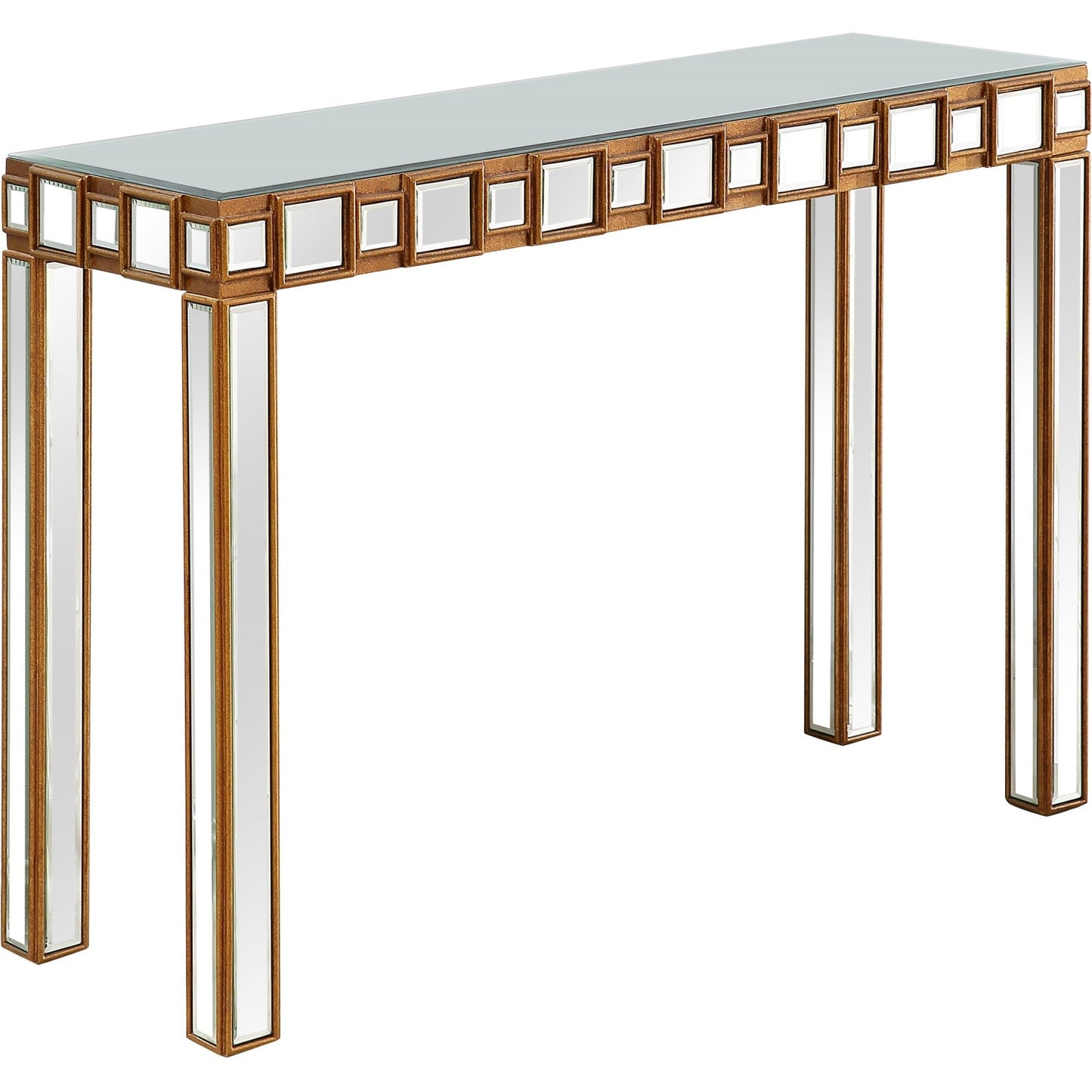 HomeRoots Square Reflective Mirror and Console Table